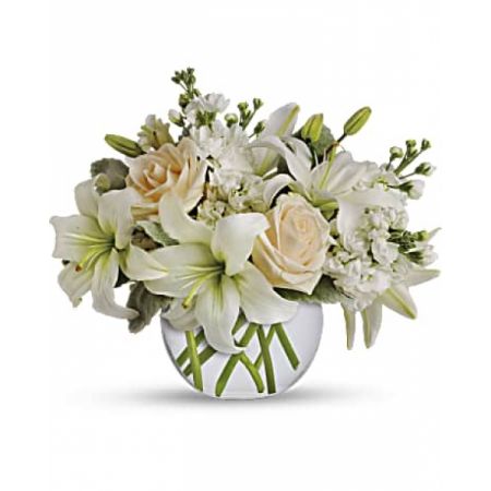 Superior Florist Ltd New York - Majestic White is a beautiful assortment of white flowers crafted to bring brightness and elegance to any room. This arrangement, featuring a variety of white blooms, creates a visually stunning and harmonious display. With the option for same-day flower delivery, Majestic White serves as a thoughtful and timely gesture to express sentiments of purity, serenity, and admiration. Whether used for celebrations, condolences, or to simply add a touch of beauty to a space, this arrangement offers a classic and timeless choice that can uplift and inspire.





