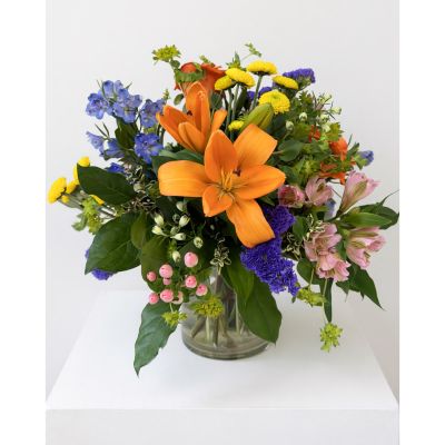 Uptown Blossoms Anchorage - Spring garden mix of fresh colorful flowers. Selection may vary.
