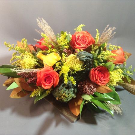 Bouquets Denver - Thanksgiving centerpiece with roses.