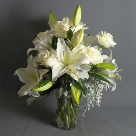 Bouquets Denver - Fragrant white lilies and Playa Blanca white roses.
