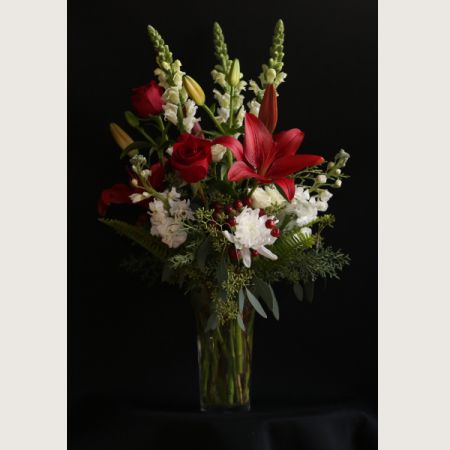 Ninth Street Flowers Durham - Warm reds and whites with berry accents for holiday spirit!